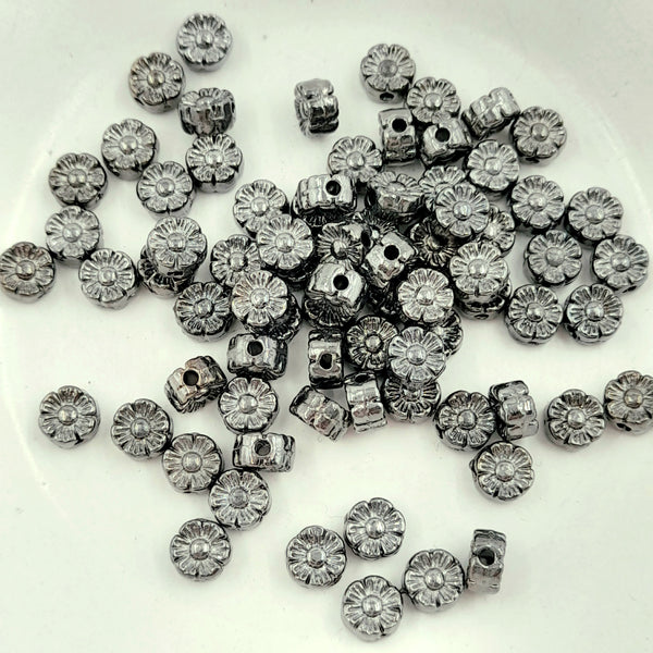 Metal Daisy Flower Bead Gunmetal