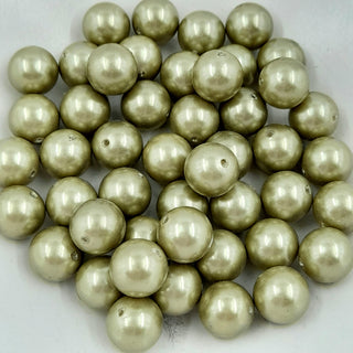 10mm Glass Pearl Round Metallic Sage Green