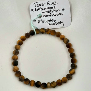 Gemstone Bracelet - Matte Tiger Eye 6mm Beads