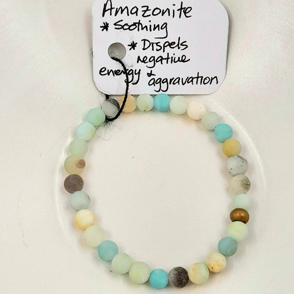 Gemstone Bracelet - Matte Amazonite 6mm Beads