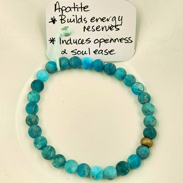 Gemstone Bracelet - Matte Apatite 6mm Beads