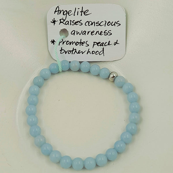 Gemstone Bracelet - Angelite 6mm Beads