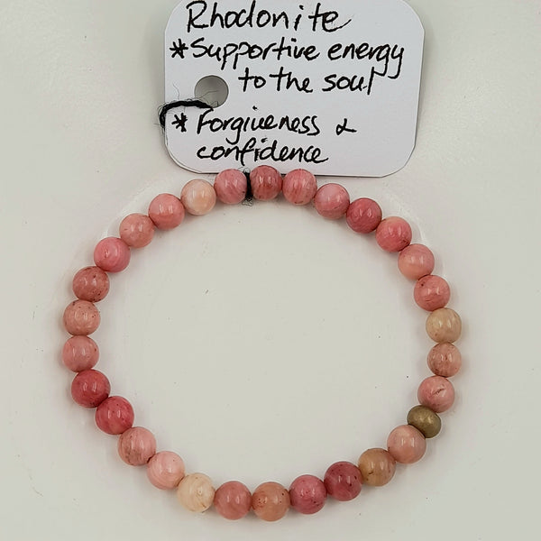 Gemstone Bracelet - Rhodonite 6mm Beads