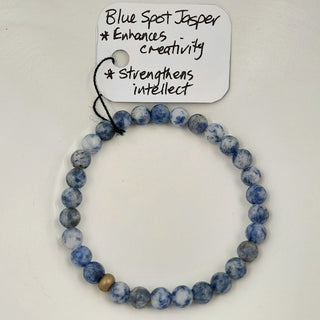 Gemstone Bracelet - Matte Blue Spot Jasper 6mm Beads