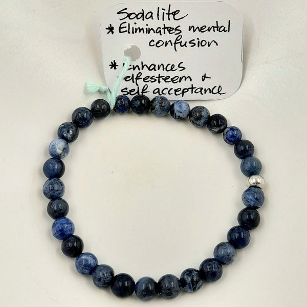 Gemstone Bracelet - Sodalite 6mm Beads