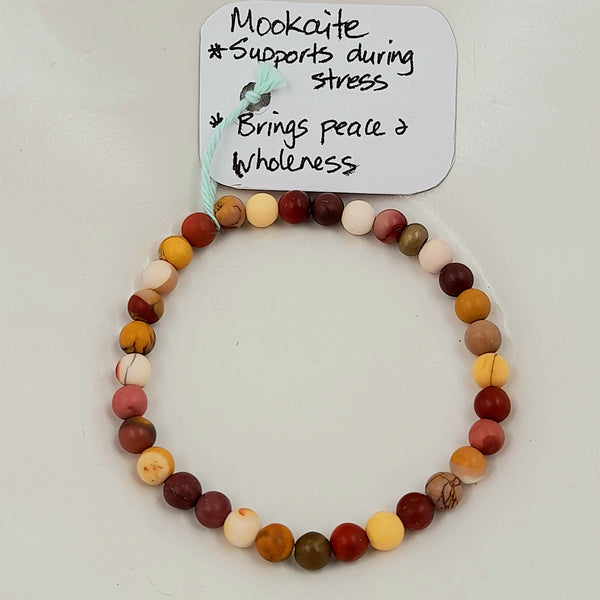 Gemstone Bracelet - Matte Mookaite 6mm Beads