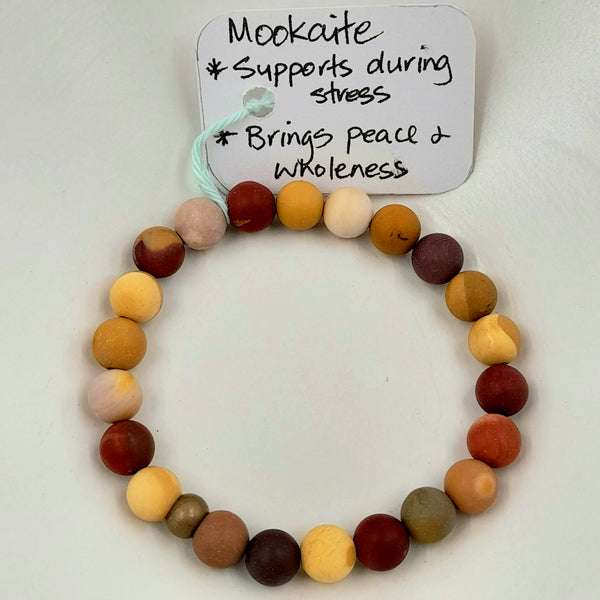 Gemstone Bracelet - Matte Mookaite 8mm Beads