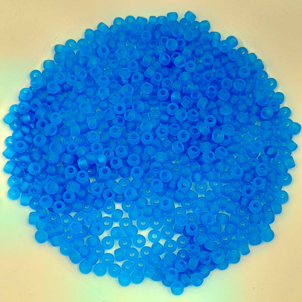 Miyuki Seed Beads Size 8 Matte Transparent Sapphire 7.5gm Bag