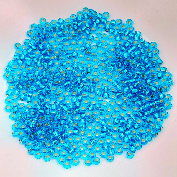 Miyuki Seed Beads Size 8 Silver Lined Dark Aqua 7.5gm Bag