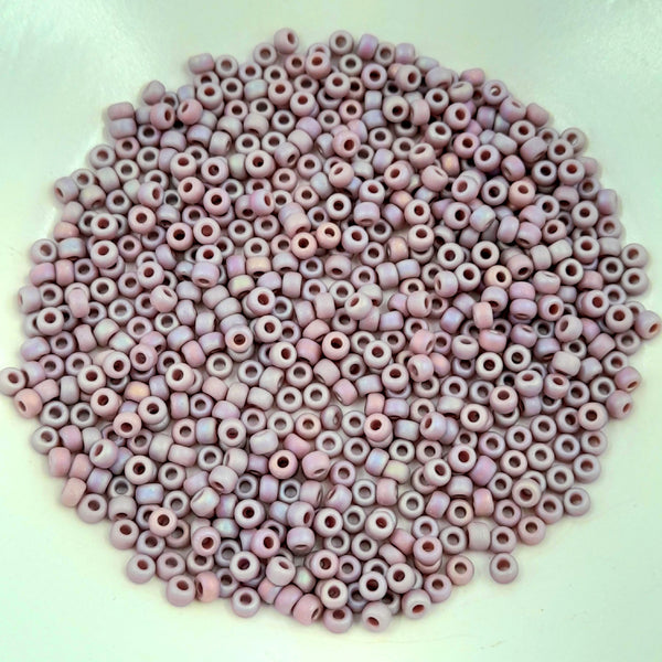 Miyuki Seed Beads Size 8 Matte Opaque Mauve AB 7.5gm Bag