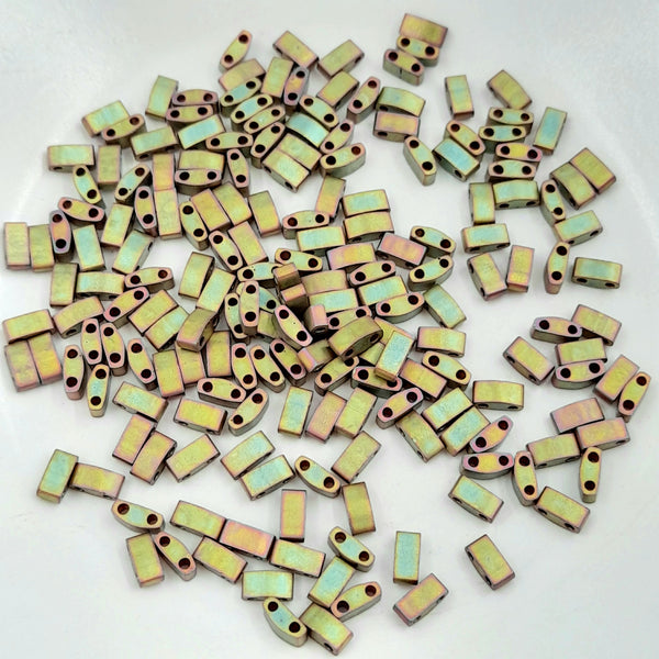 Miyuki Half Tila Beads Matte Metallic Khaki Iris 7.5gm Bag