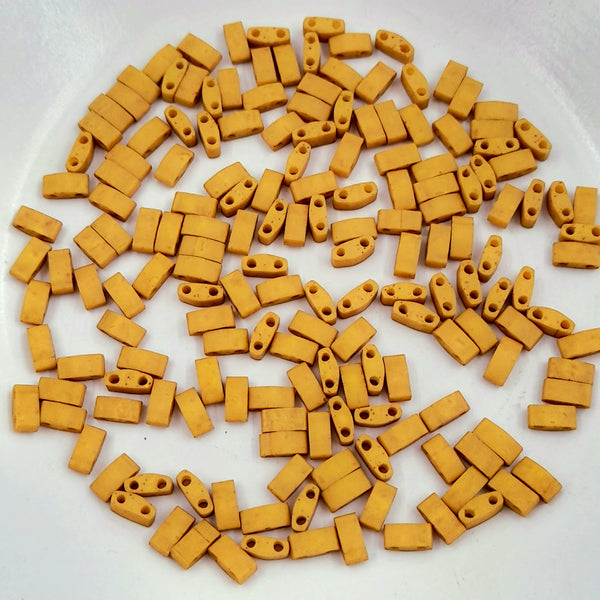 Miyuki Half Tila Beads Matte Mustard 7.5gm Bag