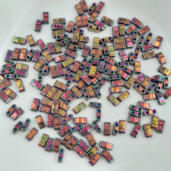 Miyuki Half Tila Beads Plum Gold Lustre 7.5gm Bag