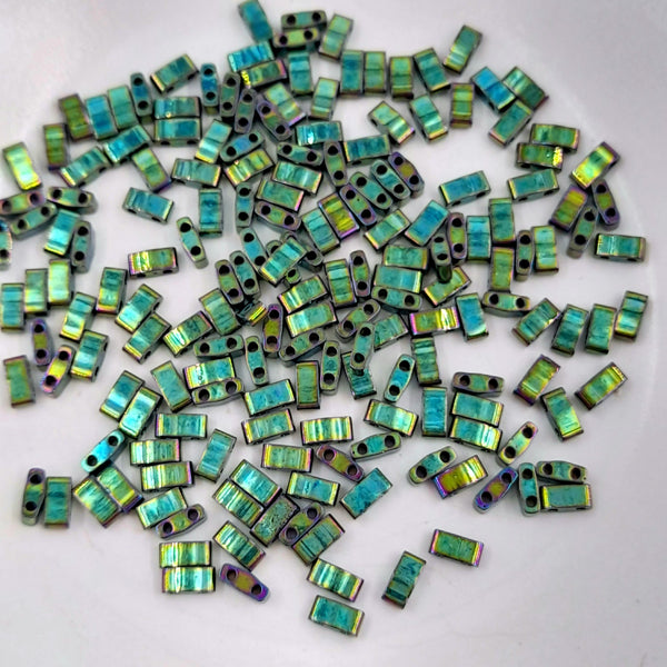 Miyuki Half Tila Beads Metallic Green Iris 7.5gm Bag