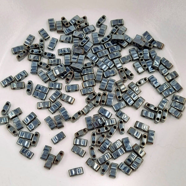 Miyuki Half Tila Beads Light Gunmetal 7.5gm Bag