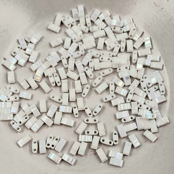 Miyuki Half Tila Beads Opaque Pearl White 7.5gm Bag