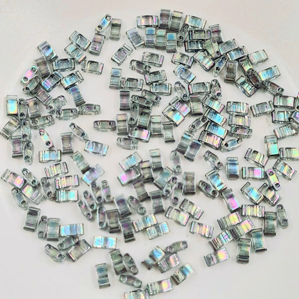 Miyuki Half Tila Beads Grey Rainbow Lustre 7.5gm Bag