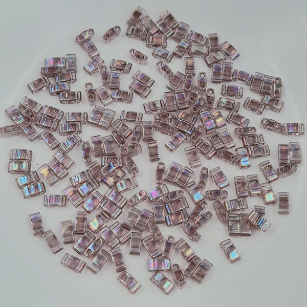 Miyuki Half Tila Beads Transparent Smoky Amethyst AB 7.5gm Bag