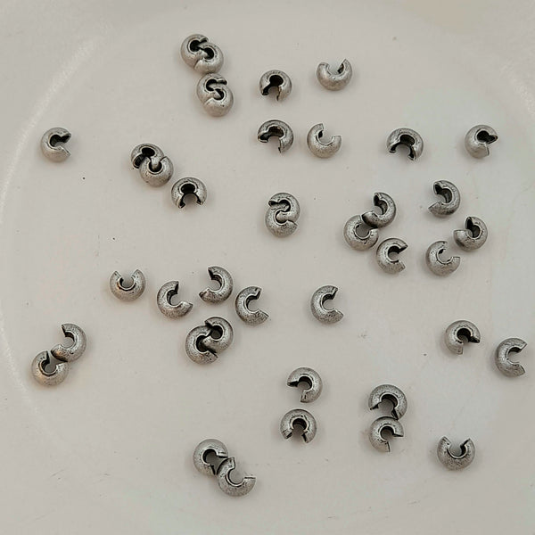3mm Crimp Cover Matte Antique Silver 20 Pack