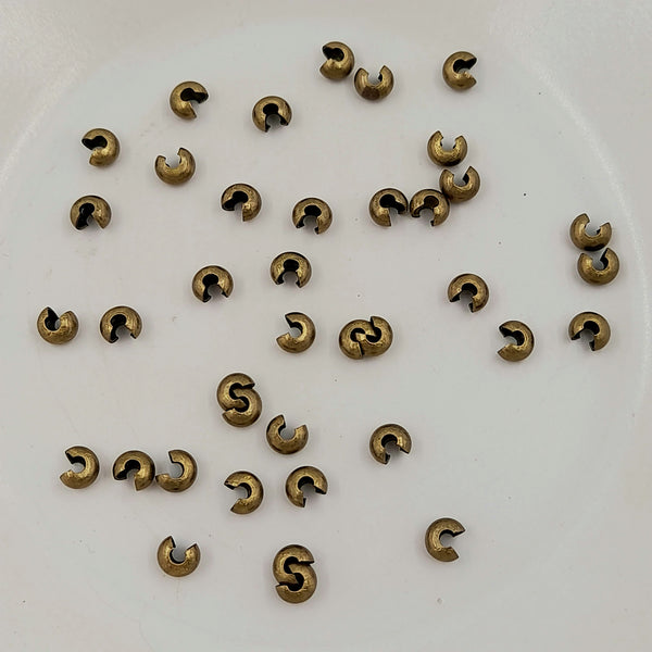 3mm Crimp Cover Antique Gold 20 Pack