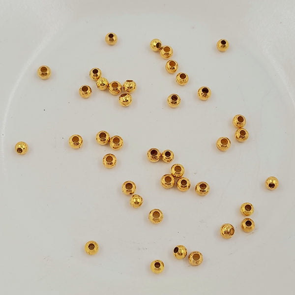 3mm Metal Spacer Bead Gold 20 Pack