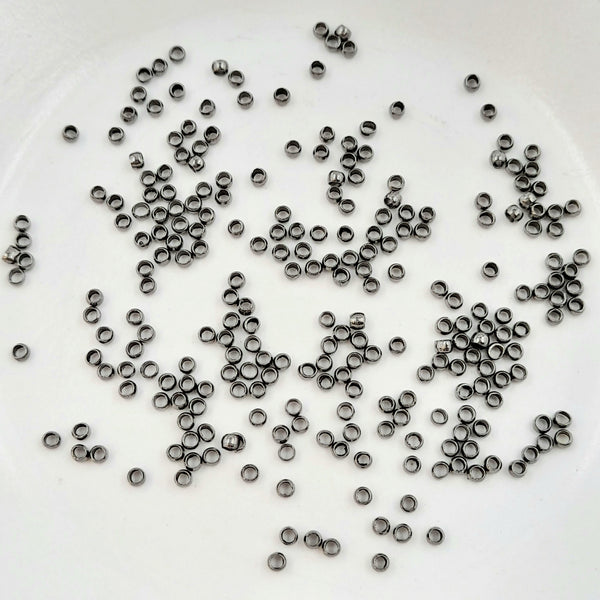 Findings - 2mm Crimp Beads Gunmetal 3gm Bag