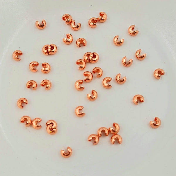3mm Crimp Cover Rose Gold 20 Pack