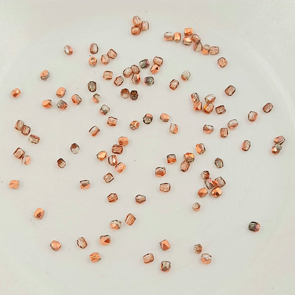 2mm Czech Fire Polished Faceted Round Glass Bead Crystal Capri Gold 50 Pack