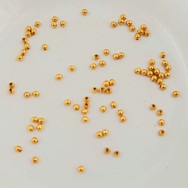 2mm Metal Spacer Bead Gold 40 Pack