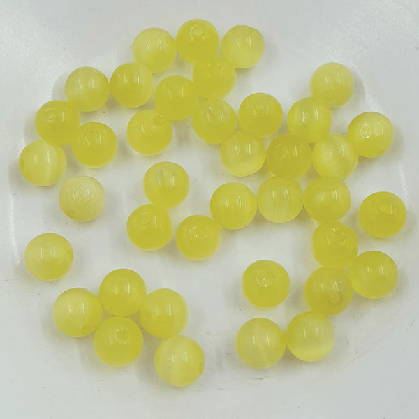 Cat's Eye Glass Round 8mm Yellow