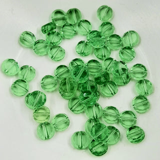 Glass Transparent Flat Coin Shaped Bead 8mm Fresh Green
