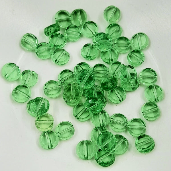 Glass Transparent Flat Coin Shaped Bead 8mm Fresh Green