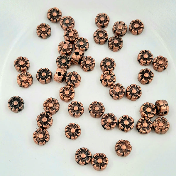 Metal Spacer Flower Bead Antique Copper 5mm