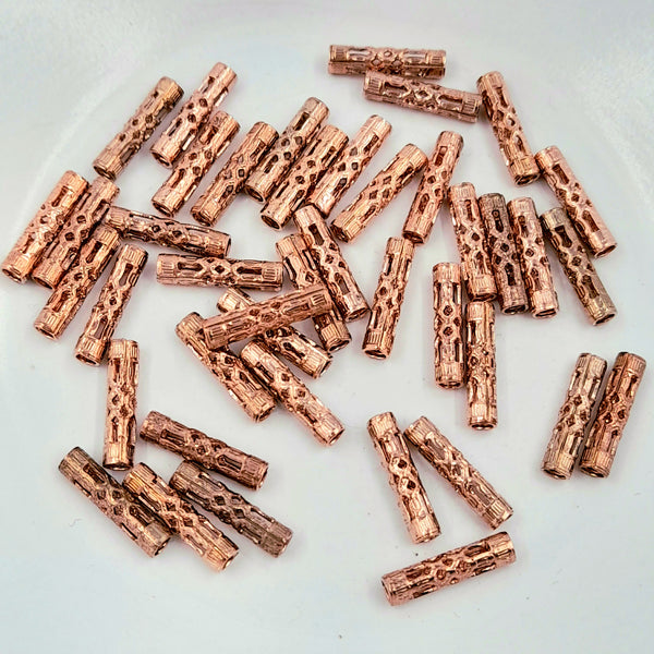 Metal Tube With Cut Out Design Rose Gold 3x13mm