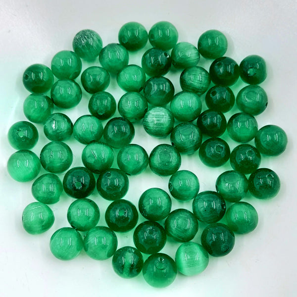 Cat's Eye Glass Round 8mm Forest Green