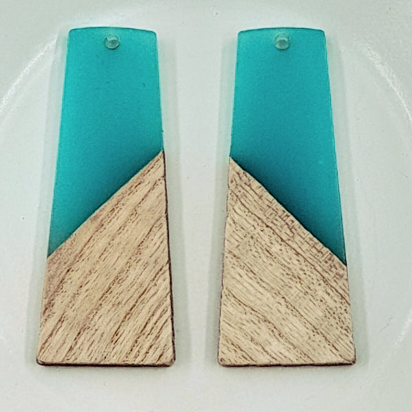 Wood & Resin Long Trapezoid Shape Aqua