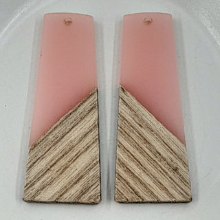 Wood & Resin Long Trapezoid Shape Pale Pink