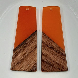 Wood & Resin Long Trapezoid Shape Orange