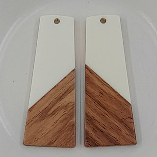 Wood & Resin Long Trapezoid Shape White