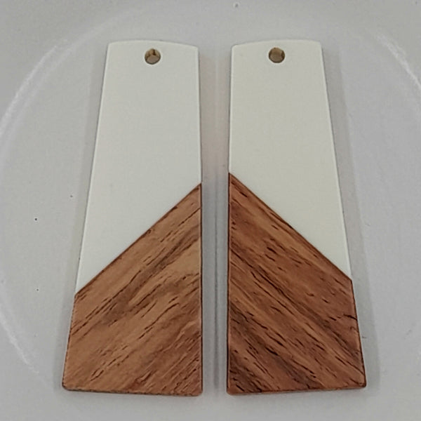 Wood & Resin Long Trapezoid Shape White