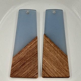 Wood & Resin Long Trapezoid Blue Grey