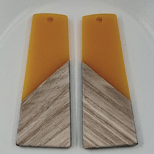 Wood & Resin Long Trapezoid Shape Honey Yellow