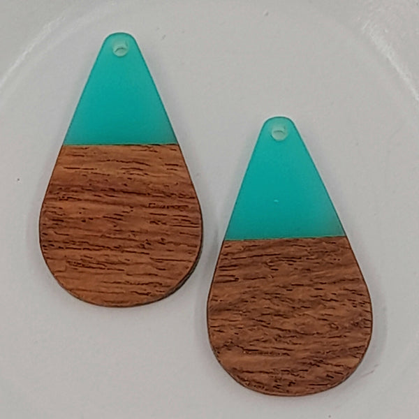 Wood & Resin Teardrop Shape Aqua