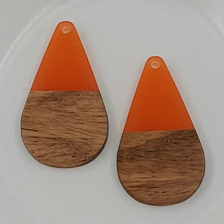 Wood & Resin Long Teardrop Shape Orange