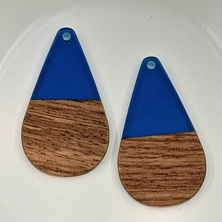 Wood & Resin Long Teardrop Shape Royal Blue
