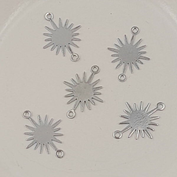 2-Hole Connector - Starburst Shaped Silver
