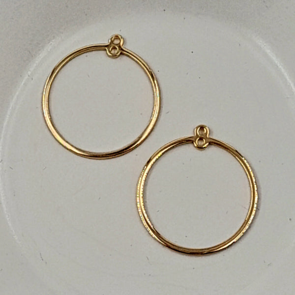 Earring Component 2-hole Gold Ring 28mm