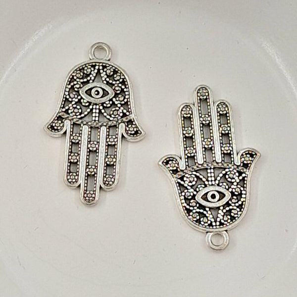 Pendant - Hamsa Hand Antique Silver 33mm