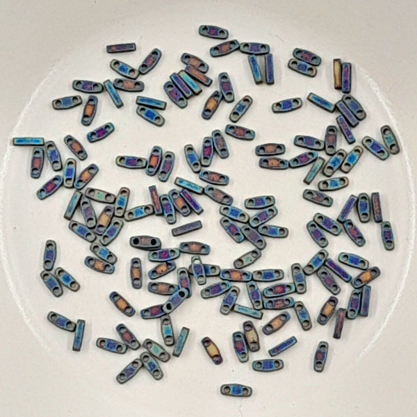 Miyuki Quarter Tila Beads Matte Black AB 3gm Bag