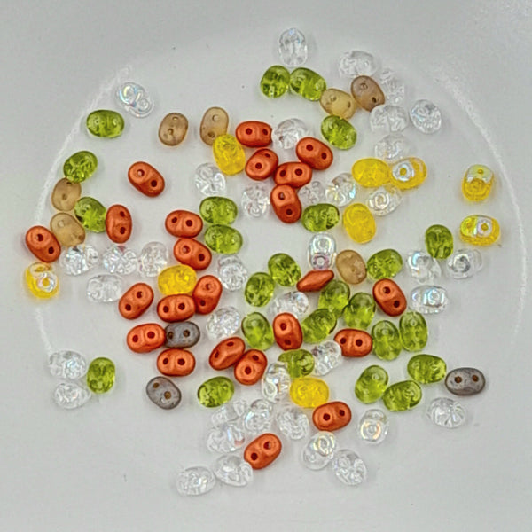 Czech Superduo Beads Citrus Infusion 7.5gm Bag